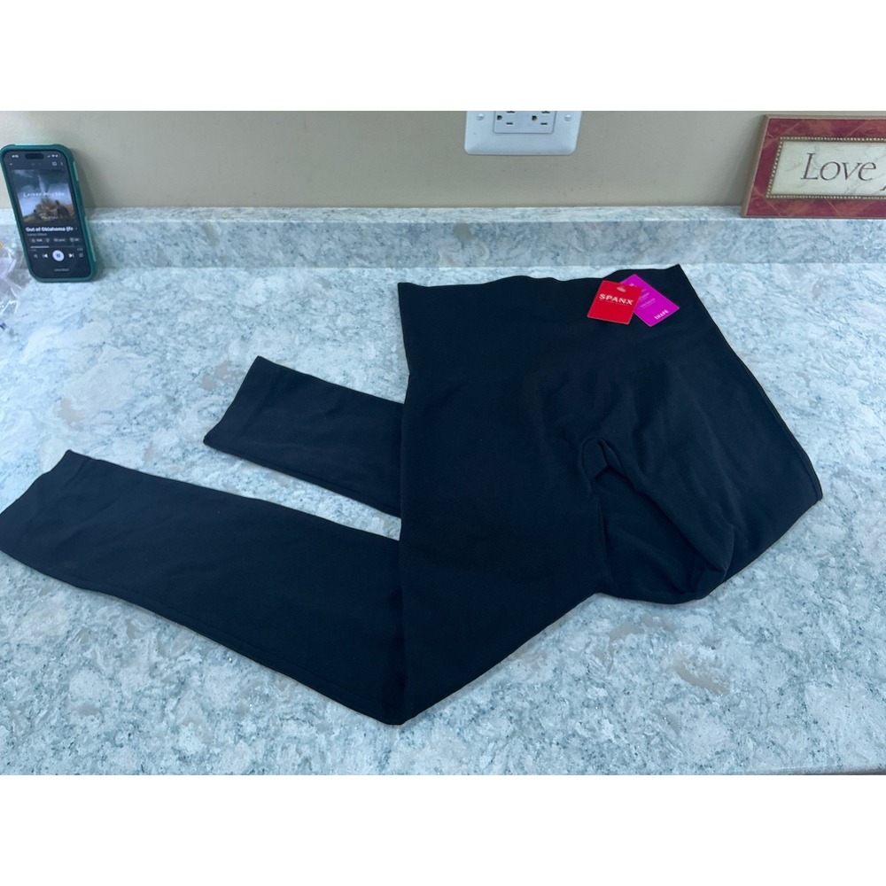 Spanx Leggings Look At Me Now 2X Black Seamless Shaping High Waist Tummy Control